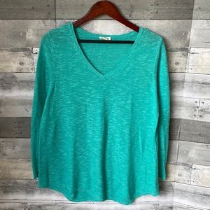 EILEEN FISHER TUNIC V-NECK SWEATER SEA BREEZE WOMEN’S LARGE